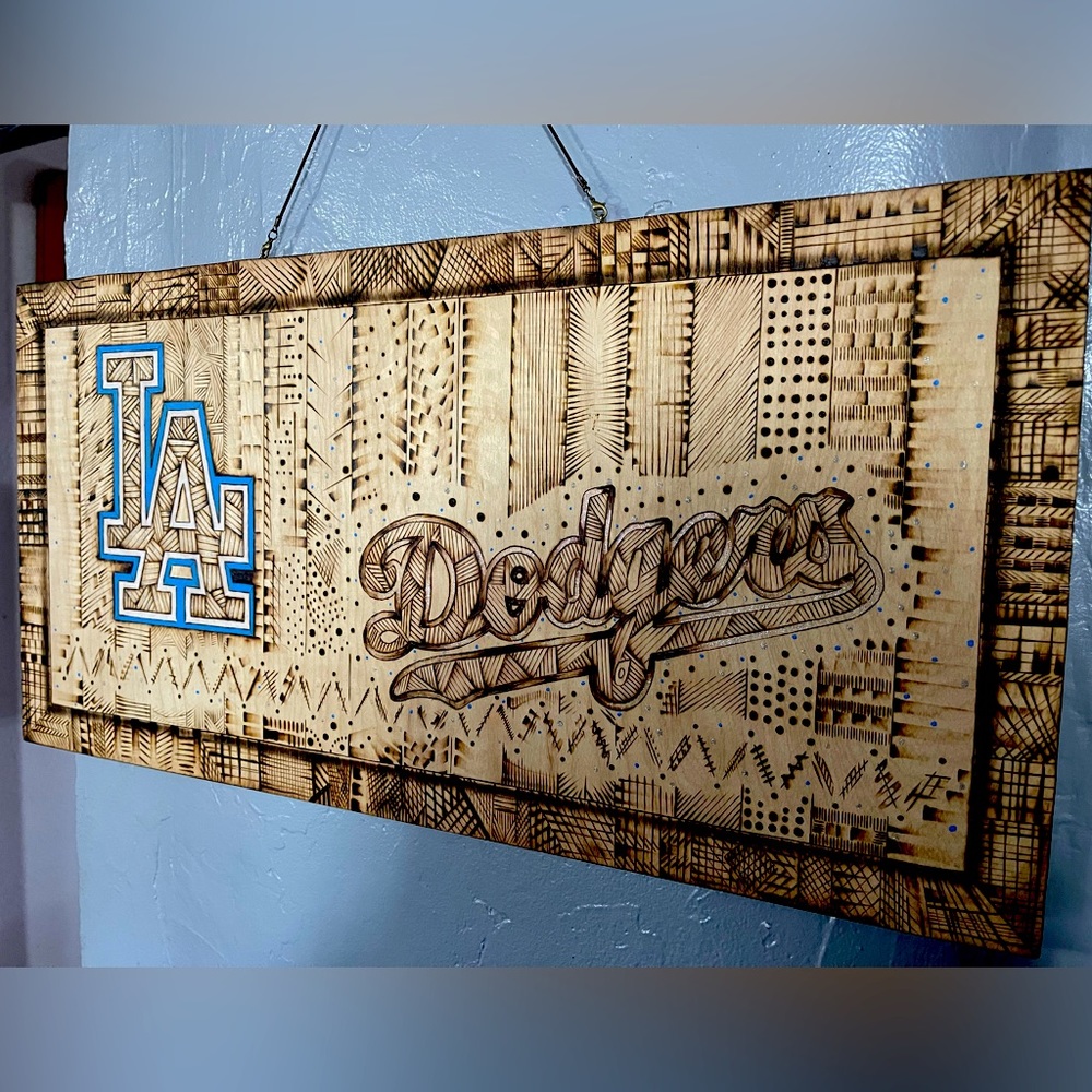 LA Dodgers Wall Art: Wood Burning Pyrography